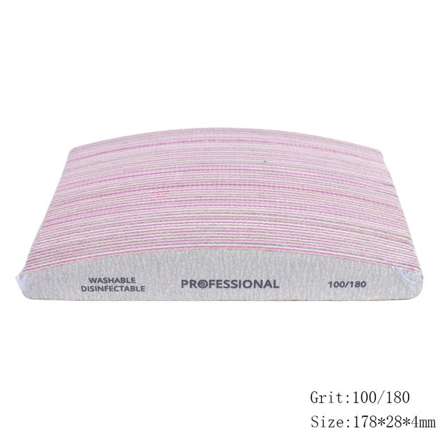 50pcs Thick Sandpaper Nail Files For Manicure 100/180/240 Curved Buffer Block Sanding UV Gel Polishing File Acrylic Nail Supply