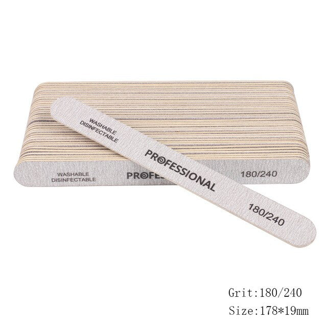 50pcs Thick Sandpaper Nail Files For Manicure 100/180/240 Curved Buffer Block Sanding UV Gel Polishing File Acrylic Nail Supply