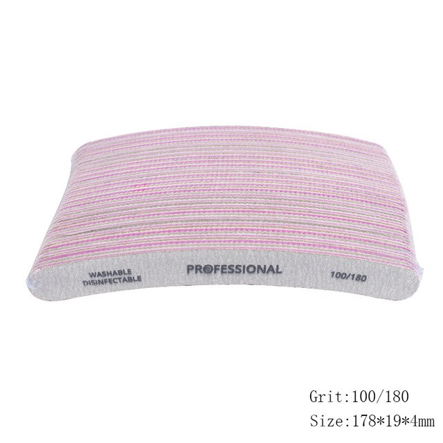 50pcs Thick Sandpaper Nail Files For Manicure 100/180/240 Curved Buffer Block Sanding UV Gel Polishing File Acrylic Nail Supply