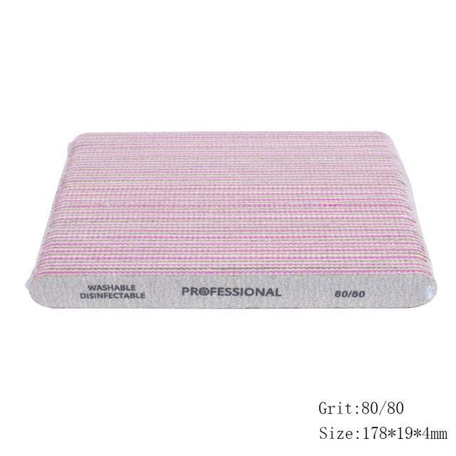 50pcs Thick Sandpaper Nail Files For Manicure 100/180/240 Curved Buffer Block Sanding UV Gel Polishing File Acrylic Nail Supply