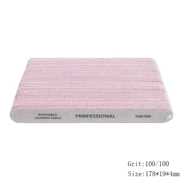 50pcs Thick Sandpaper Nail Files For Manicure 100/180/240 Curved Buffer Block Sanding UV Gel Polishing File Acrylic Nail Supply