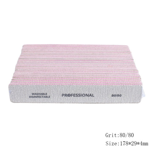 50pcs Thick Sandpaper Nail Files For Manicure 100/180/240 Curved Buffer Block Sanding UV Gel Polishing File Acrylic Nail Supply
