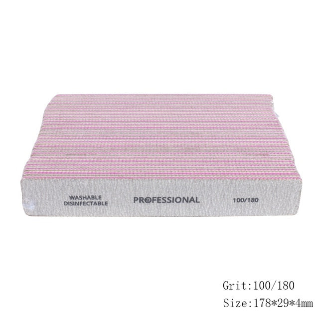 50pcs Thick Sandpaper Nail Files For Manicure 100/180/240 Curved Buffer Block Sanding UV Gel Polishing File Acrylic Nail Supply