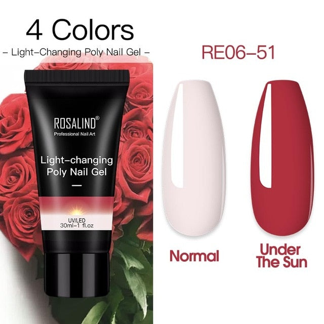 ROSALIND Poly Nail Gel For Nails Extension Finger nail art Manicure Acryl gel Varnish hybrid 30ML Poly UV Gel Polish Extension