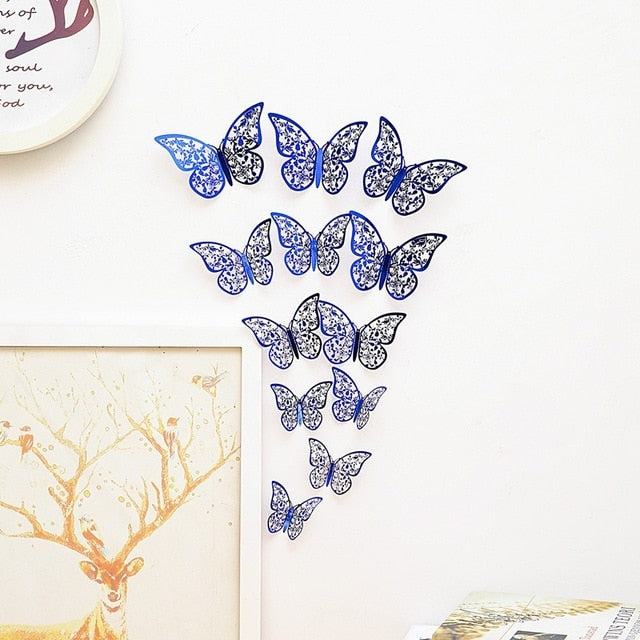 12 Pcs/Set 3D Wall Stickers Hollow Butterfly for Kids Rooms Home Wall Decor DIY Mariposas Fridge stickers Room Decoration