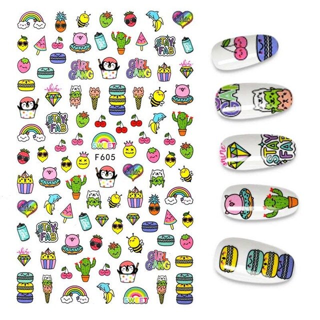 The New 3D Nail Sticker Cool English Letter stickers for nail Foil Love Heart Design Nails Accessories Fashion Manicure Sticker