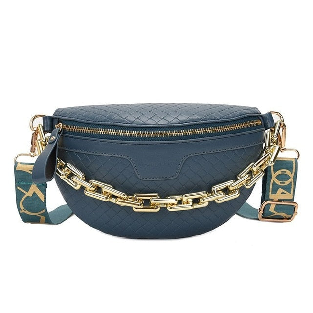 Luxury Women's Fanny Pack High Quality Waist Bag Thick Chain Shoulder Crossbody Chest Bag Female Belt Bag Designer Brand Handbag