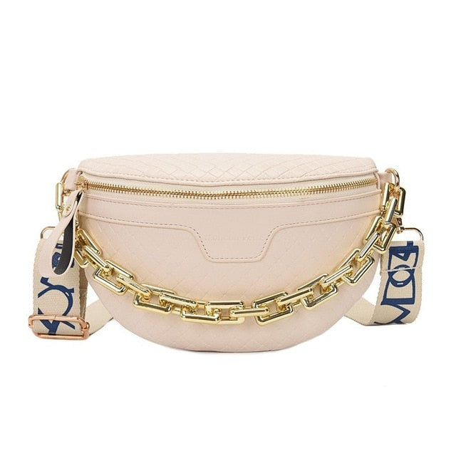 Luxury Women's Fanny Pack High Quality Waist Bag Thick Chain Shoulder Crossbody Chest Bag Female Belt Bag Designer Brand Handbag