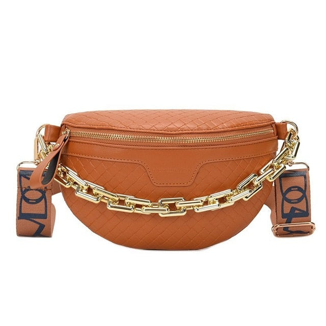 Luxury Women's Fanny Pack High Quality Waist Bag Thick Chain Shoulder Crossbody Chest Bag Female Belt Bag Designer Brand Handbag
