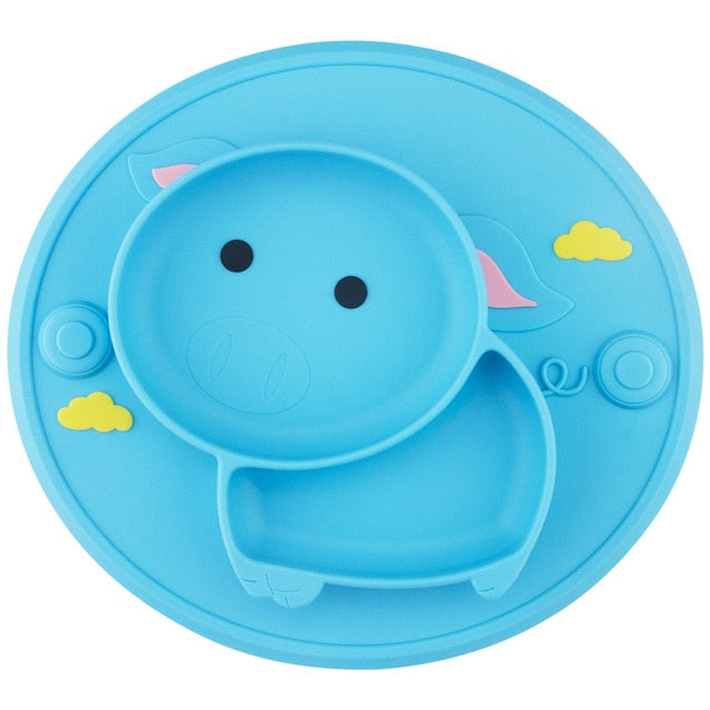 Baby Silicone Plate Set Self-Feeding Antislip Saucer Suction Children's Tableware Silicone Dish for Baby-Led Weaning 9 Months+