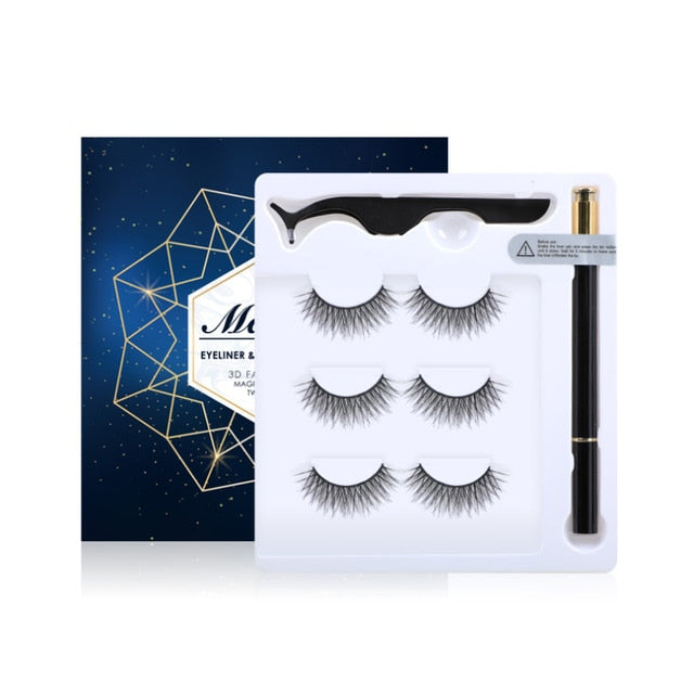 Magic/Magnetic Eyelashes Set 5 Magnets 3D Mink False Eyelashes Ship From USA Beauty Makeup Kit
