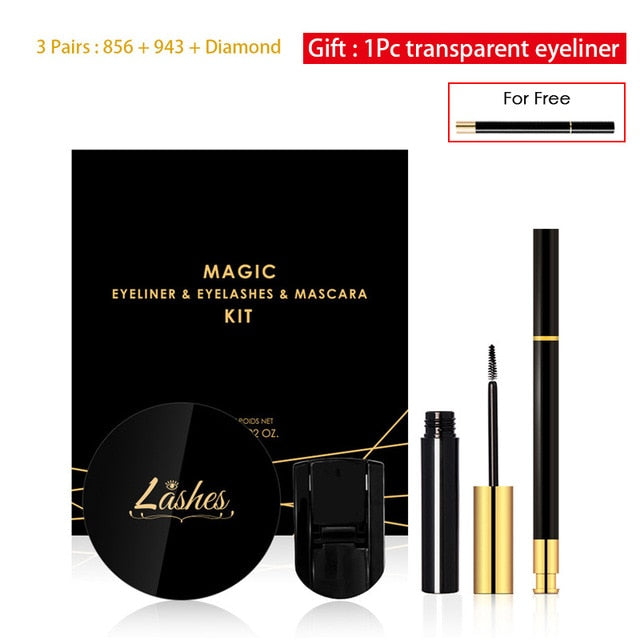 Magic/Magnetic Eyelashes Set 5 Magnets 3D Mink False Eyelashes Ship From USA Beauty Makeup Kit