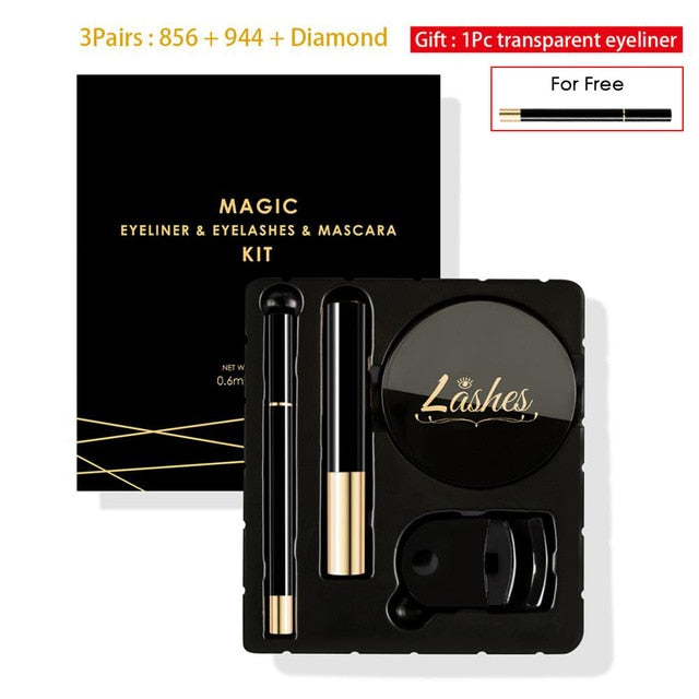 Magic/Magnetic Eyelashes Set 5 Magnets 3D Mink False Eyelashes Ship From USA Beauty Makeup Kit