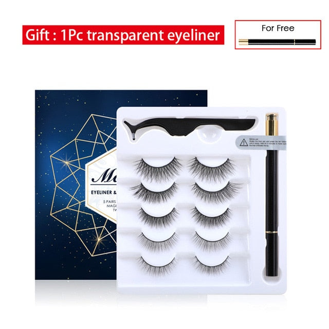 Magic/Magnetic Eyelashes Set 5 Magnets 3D Mink False Eyelashes Ship From USA Beauty Makeup Kit