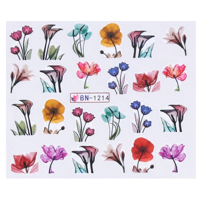 Abstract Lady Face Nail Decals Water Black Leaf Sliders Paper Nail Art Decor Gel Polish Sticker Manicure Foils CHSTZ1018-1033