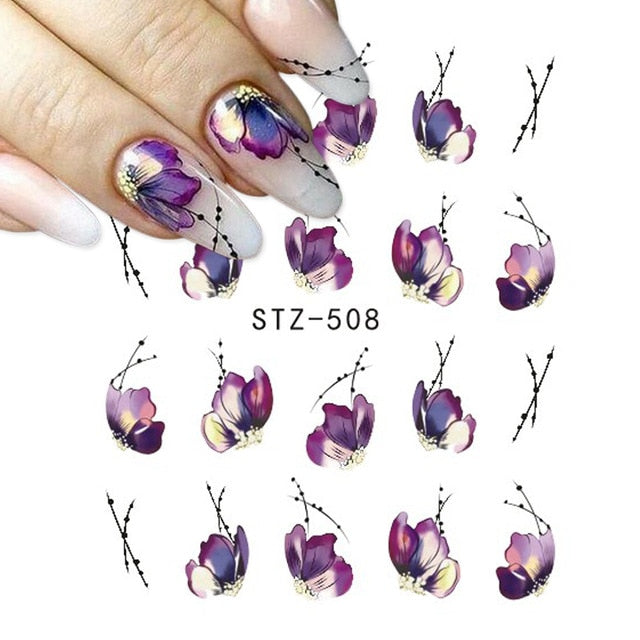 Abstract Lady Face Nail Decals Water Black Leaf Sliders Paper Nail Art Decor Gel Polish Sticker Manicure Foils CHSTZ1018-1033
