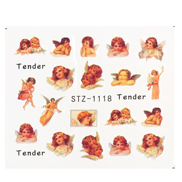 Abstract Lady Face Nail Decals Water Black Leaf Sliders Paper Nail Art Decor Gel Polish Sticker Manicure Foils CHSTZ1018-1033