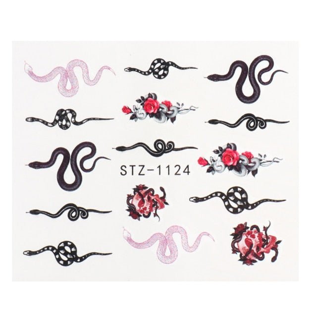 Abstract Lady Face Nail Decals Water Black Leaf Sliders Paper Nail Art Decor Gel Polish Sticker Manicure Foils CHSTZ1018-1033