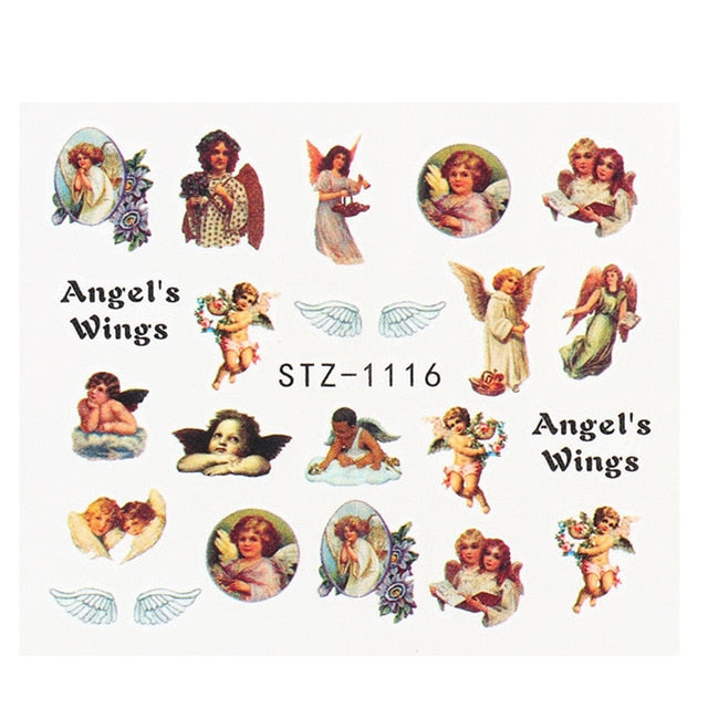 Abstract Lady Face Nail Decals Water Black Leaf Sliders Paper Nail Art Decor Gel Polish Sticker Manicure Foils CHSTZ1018-1033