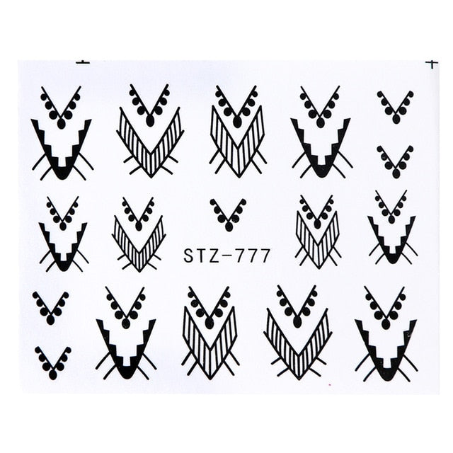 Abstract Lady Face Nail Decals Water Black Leaf Sliders Paper Nail Art Decor Gel Polish Sticker Manicure Foils CHSTZ1018-1033