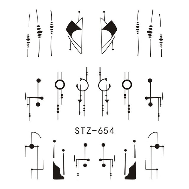 Abstract Lady Face Nail Decals Water Black Leaf Sliders Paper Nail Art Decor Gel Polish Sticker Manicure Foils CHSTZ1018-1033