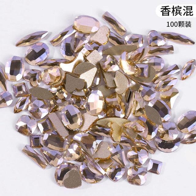 1 Box 100PCS rhinestones for nail art decorations zircon diamond charms gem nail art accessories 3D Nail Art Decorations