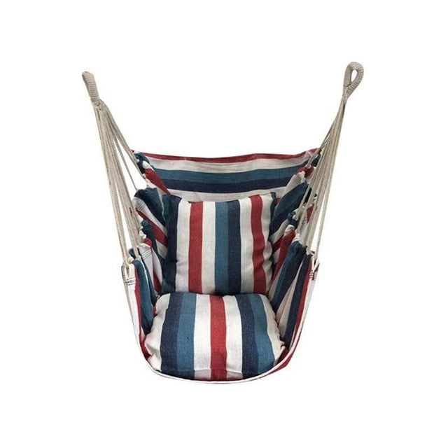 Portable Hammock Chair Hanging Rope Chair Swing Chair Seat with 2 Pillows for Garden Indoor Outdoor Fashionable Hammock Swings