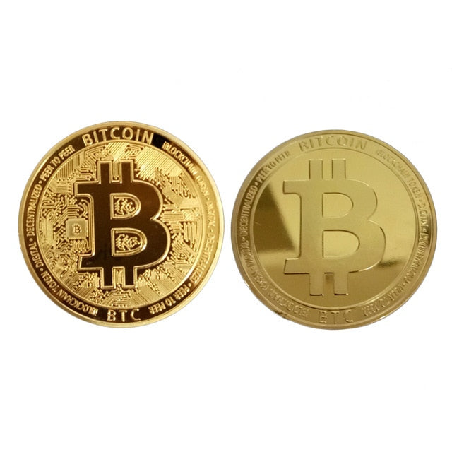Gold Plated Bitcoin Coin Key Ring Collectible Gift Casascius Bit Coin BTC Coin Art Collection Physical Commemorative Key Chain