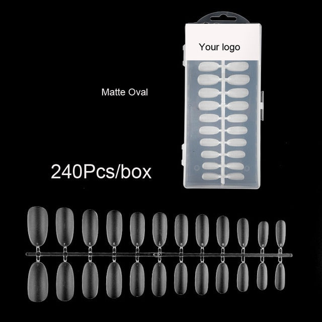1 Box 240 Nail supplies,Clear Full Cover Nail Tips,Press On Nails Supplies, Long Coffin Clear Nails, Stick on Nails, clear tips