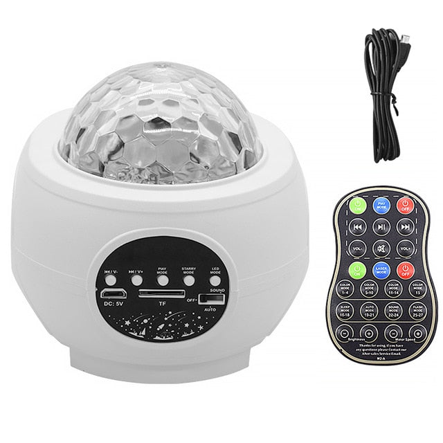 Colorful LED Star Light Projector Rotating Ocean Wave Night Lights Bluetooth Music USB Nebula Lamp Starry Sky Galaxy Light Decor
