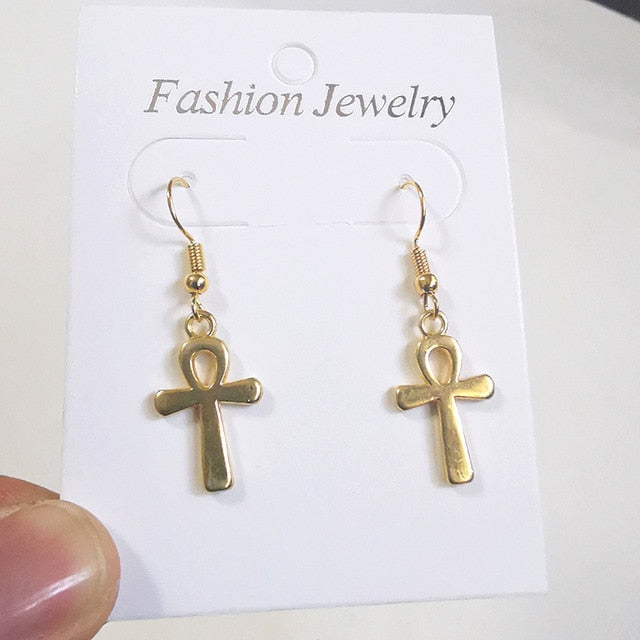 Big Cross Dangle Drop Earrings For Women Korean Trendy Punk Goth Gothic Vintage Statement Fashion Jewelry Steampunk Accessories