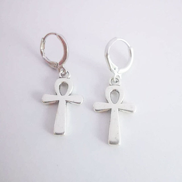 Big Cross Dangle Drop Earrings For Women Korean Trendy Punk Goth Gothic Vintage Statement Fashion Jewelry Steampunk Accessories