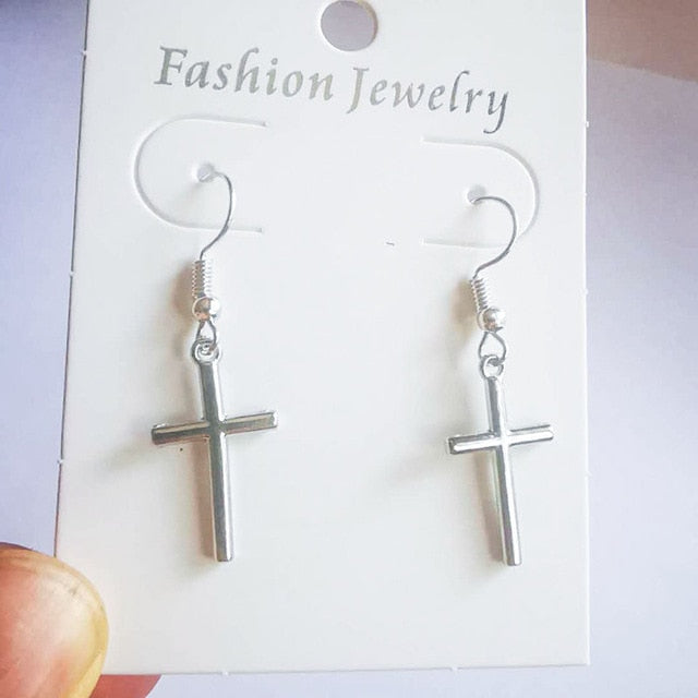 Big Cross Dangle Drop Earrings For Women Korean Trendy Punk Goth Gothic Vintage Statement Fashion Jewelry Steampunk Accessories