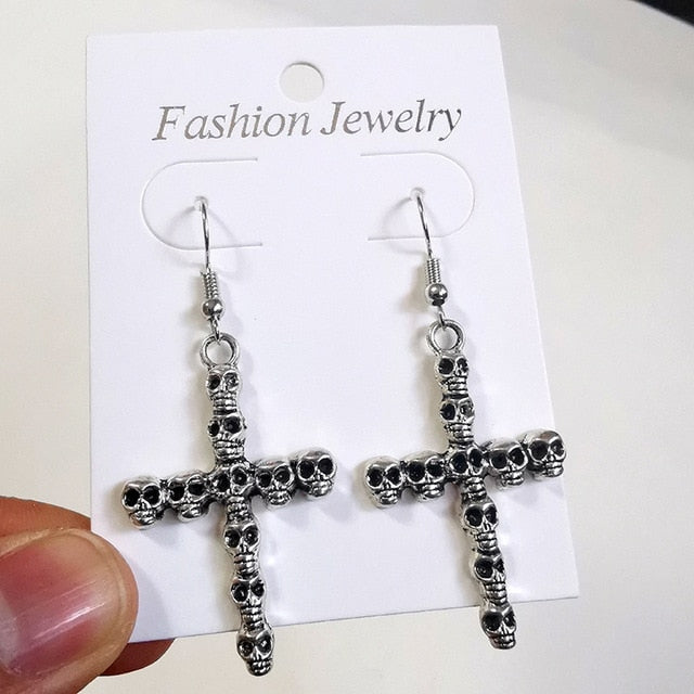 Big Cross Dangle Drop Earrings For Women Korean Trendy Punk Goth Gothic Vintage Statement Fashion Jewelry Steampunk Accessories