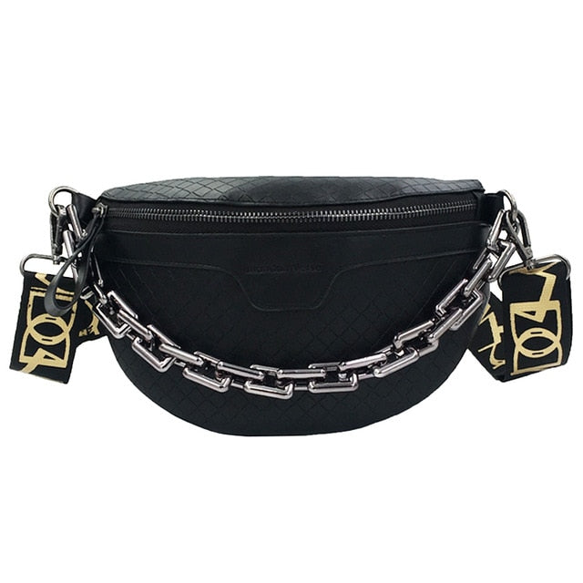 Luxury Women's Fanny Pack High Quality Waist Bag Thick Chain Shoulder Crossbody Chest Bag Female Belt Bag Designer Brand Handbag