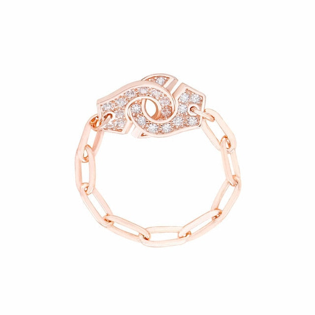 Moonmory Fashion 925 Sterling Silver Handcuff Ring White Paper Clip Chain Menottes Ring Gift For Women And Men Jewelry Dating