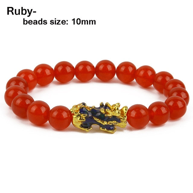 Unisex Men Bracelet Lucky Buddha Obsidian Stone Bead Bracelets Chinese FengShui Pi Xiu Color Changing Wristband Wealth Bracelet