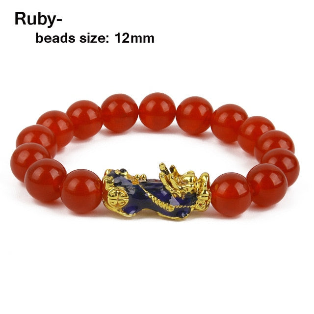 Unisex Men Bracelet Lucky Buddha Obsidian Stone Bead Bracelets Chinese FengShui Pi Xiu Color Changing Wristband Wealth Bracelet