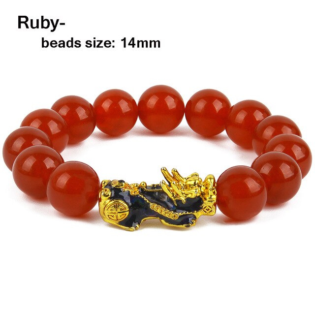 Unisex Men Bracelet Lucky Buddha Obsidian Stone Bead Bracelets Chinese FengShui Pi Xiu Color Changing Wristband Wealth Bracelet
