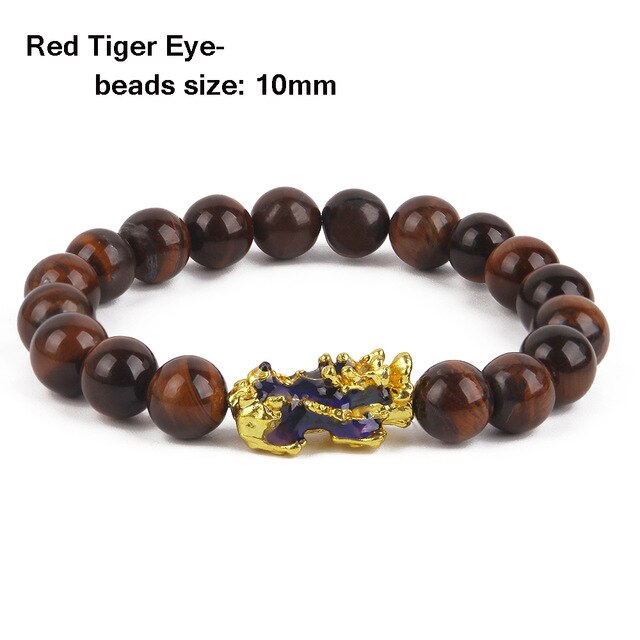 Unisex Men Bracelet Lucky Buddha Obsidian Stone Bead Bracelets Chinese FengShui Pi Xiu Color Changing Wristband Wealth Bracelet