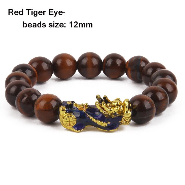 Unisex Men Bracelet Lucky Buddha Obsidian Stone Bead Bracelets Chinese FengShui Pi Xiu Color Changing Wristband Wealth Bracelet
