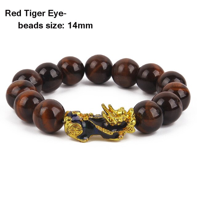 Unisex Men Bracelet Lucky Buddha Obsidian Stone Bead Bracelets Chinese FengShui Pi Xiu Color Changing Wristband Wealth Bracelet