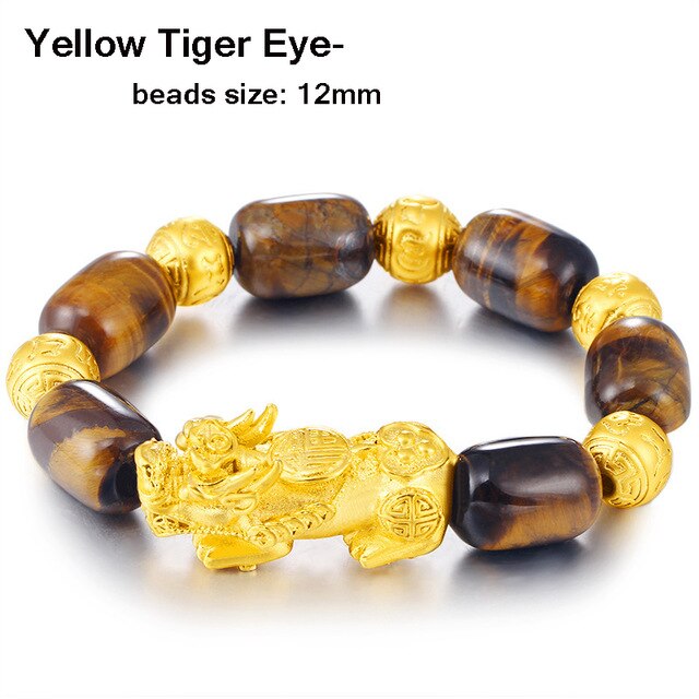 Unisex Men Bracelet Lucky Buddha Obsidian Stone Bead Bracelets Chinese FengShui Pi Xiu Color Changing Wristband Wealth Bracelet