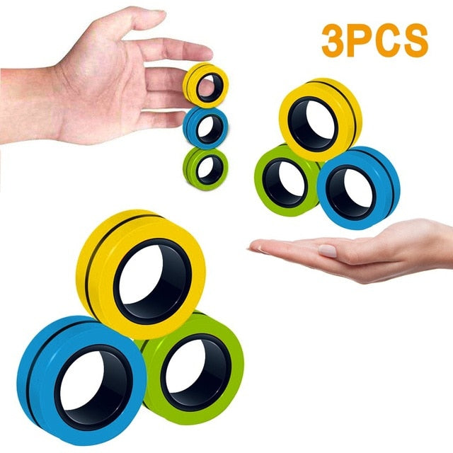 3PCs Fidget Spinner Funny Magnetic Bracelet Ring Unzip Toy Magic Ring Props Tools Anti Stress Figet Toys Stress Child Hotwhells