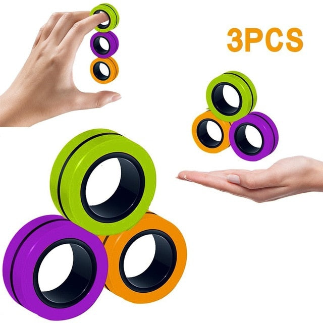 3PCs Fidget Spinner Funny Magnetic Bracelet Ring Unzip Toy Magic Ring Props Tools Anti Stress Figet Toys Stress Child Hotwhells