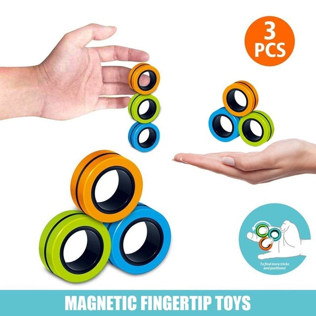 3PCs Fidget Spinner Funny Magnetic Bracelet Ring Unzip Toy Magic Ring Props Tools Anti Stress Figet Toys Stress Child Hotwhells
