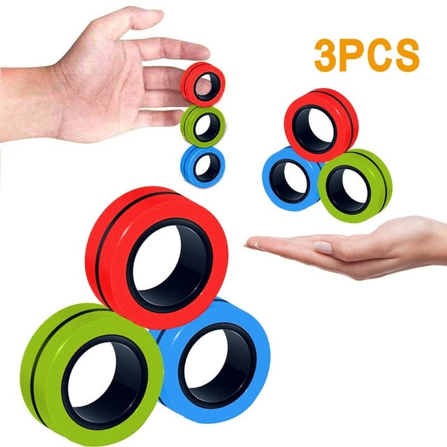 3PCs Fidget Spinner Funny Magnetic Bracelet Ring Unzip Toy Magic Ring Props Tools Anti Stress Figet Toys Stress Child Hotwhells