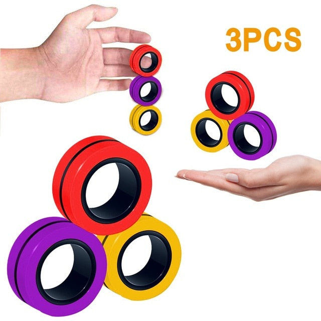 3PCs Fidget Spinner Funny Magnetic Bracelet Ring Unzip Toy Magic Ring Props Tools Anti Stress Figet Toys Stress Child Hotwhells