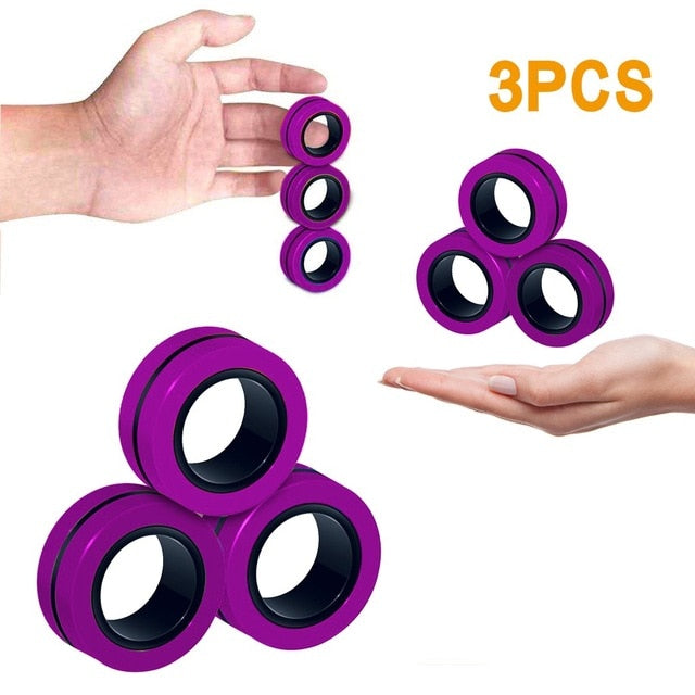 3PCs Fidget Spinner Funny Magnetic Bracelet Ring Unzip Toy Magic Ring Props Tools Anti Stress Figet Toys Stress Child Hotwhells