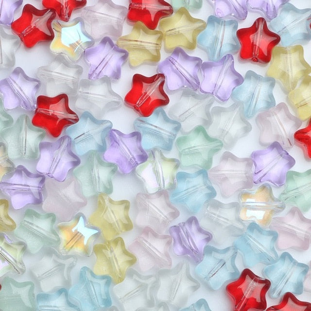20PC/lot 8mm AB Color Star Beads Czech Glass Loose Spacer Beads for Jewelry Making Hairpin Handmade Diy Accessories